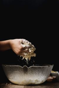 Dough, bowl, hand, baking