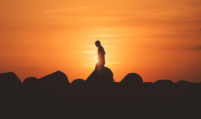 sunset man standing fasting