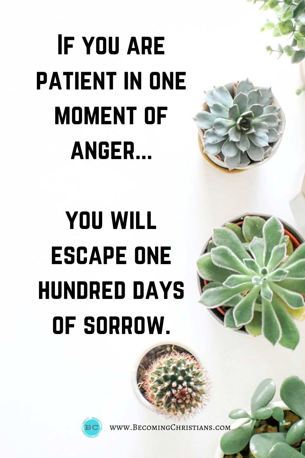 If you are patient in one moment of anger... you will escape one hundred days of sorrow. How to overcome anger qoute.