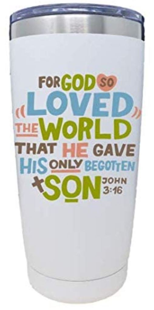 Christian Stainless Steel Tumbler With Lid - 20 oz. Insulated Travel Cup - Perfect Christmas, Thank You, Birthday, Gifts for Women, Bible Study Friends, Pastors (Faith Moves Mountains)