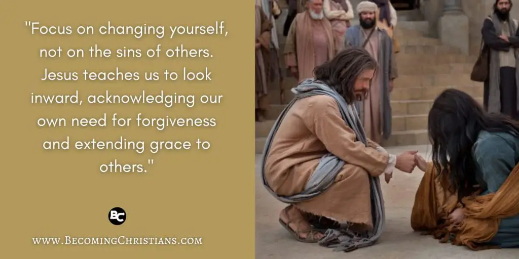 Powerful lessons from the Parable of the Two Debtors. Focus on changing yourself, not on the sins of others. Jesus teaches us to look inward, acknowledging our own need for forgiveness and extending grace to others.