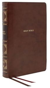 NKJV, Reference Bible, Classic Verse-by-Verse, Center-Column, Leathersoft, Brown, Red Letter, Comfort Print Holy Bible, New King James Version