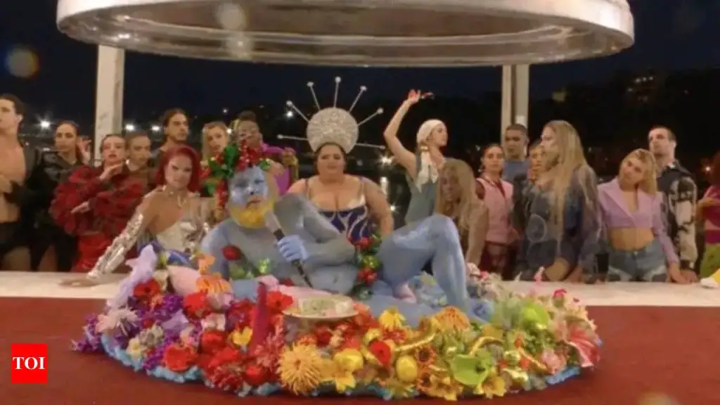 Drag queens performing during the 2024 Olympics opening ceremony in France