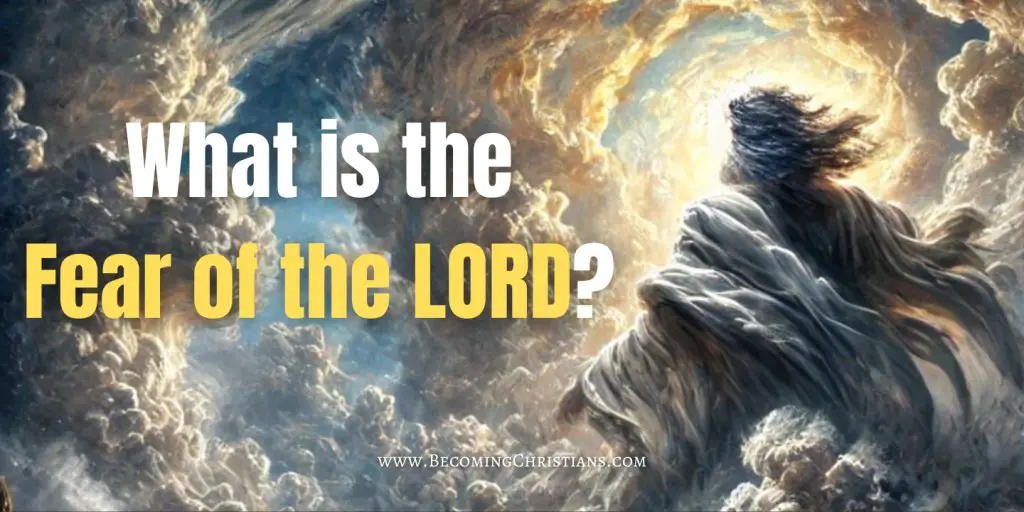 a man looking up the heaven with power and dramatic effect with a text overlay that says what is the Fear of the LORD