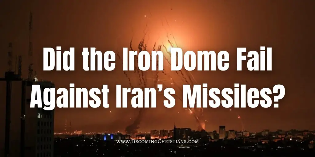 Iron dome intercepting missiles with a text overlay that says Did Israel’s Iron Dome Fail Against Iran’s Missiles