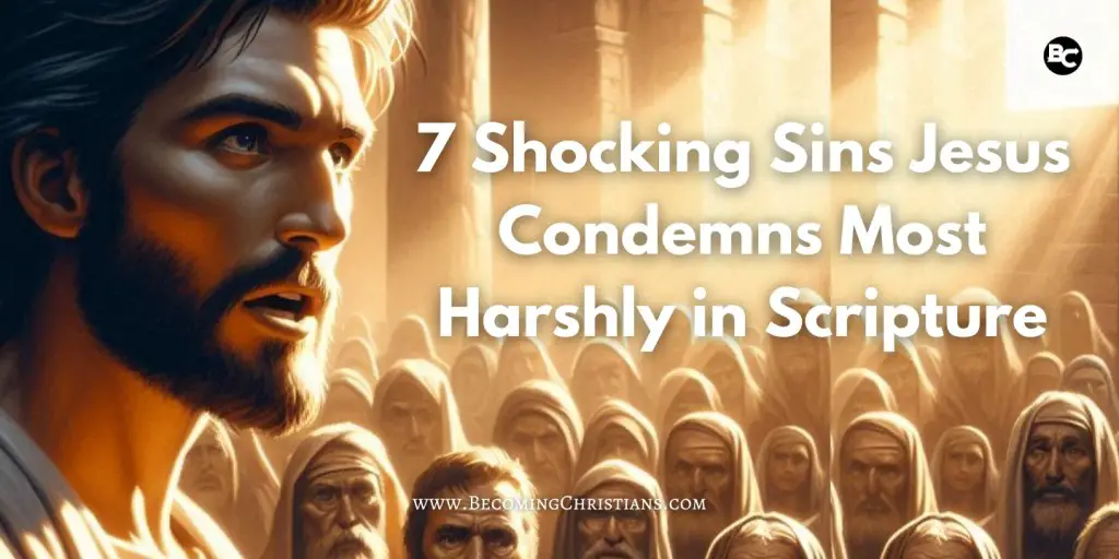 Illustrate a powerful and dramatic biblical scene with Jesus teaching in an ancient setting, speaking with urgency to a crowd. The atmosphere should feel serious and contemplative, with expressive faces showing conviction and awe. Include warm sunlight casting shadows to add a sense of reverence and depth, with a focus on Jesus' compassionate yet firm expression as He addresses sin and faith.