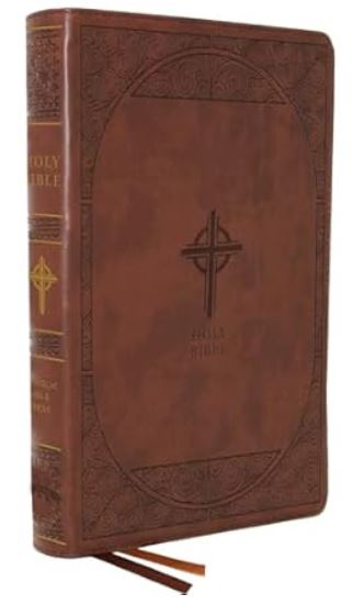 NABRE, New American Bible, Revised Edition, Catholic Bible, Large Print Edition, Leathersoft, Brown, Comfort Print Holy Bible book cover