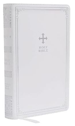 NRSV Catholic Edition Gift Bible, White Leathersoft (Comfort Print, Holy Bible, Complete Catholic Bible, NRSV CE) Holy Bible book cover image