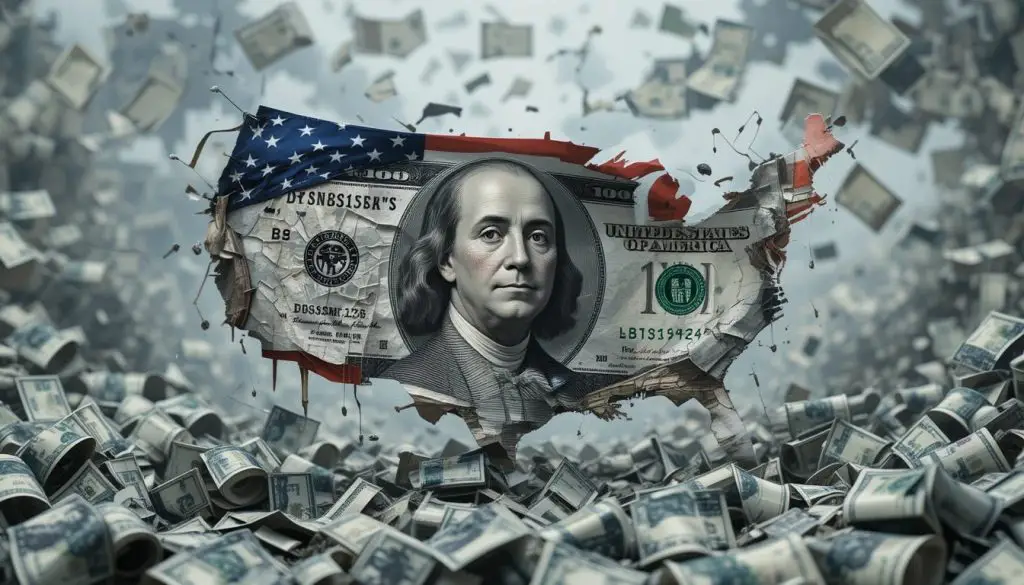 image of the us dollar with the map of the united states showing the decline of the country