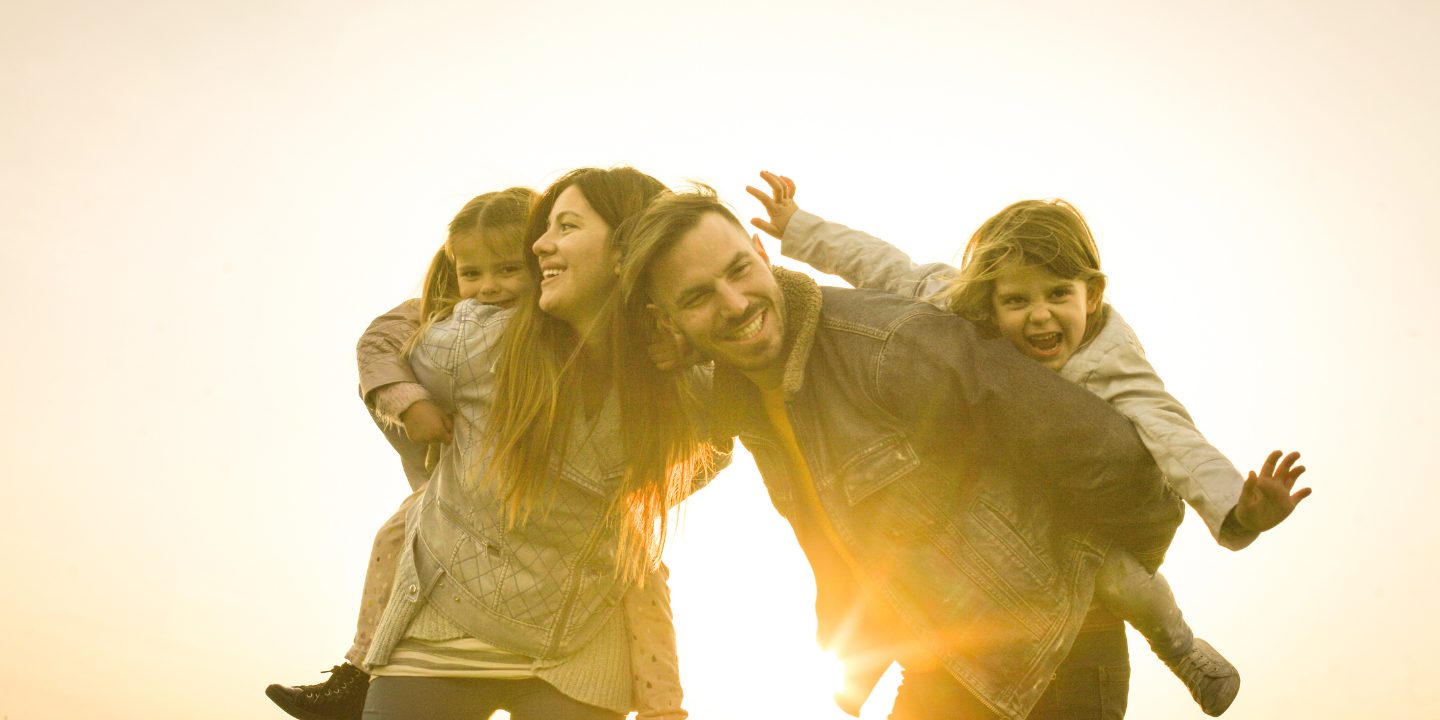happy family with father mother and children