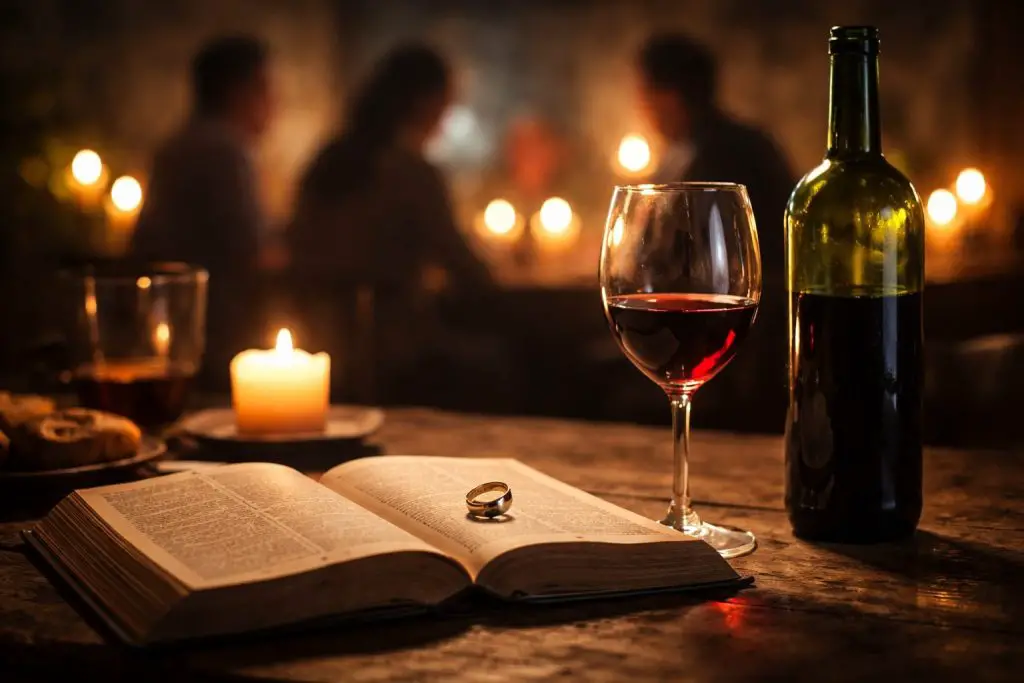 a bible, alcohol and people