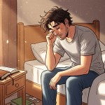 a sleepy man with bible on the bedside