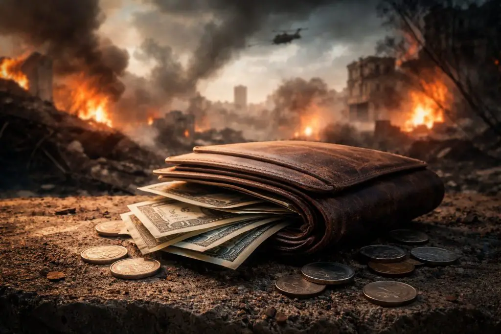 financial peace in the war torn world wallet money