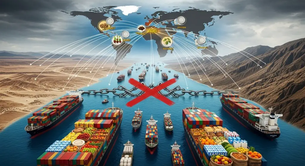 strait of hormuz blocked and oil and fertilizer could not go through