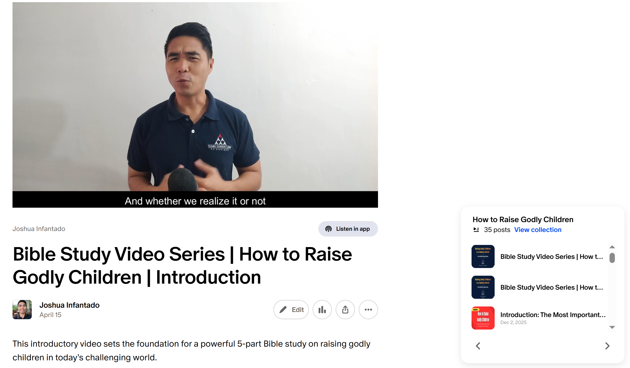 Bible Study Video Series How to Raise Godly Children Introduction