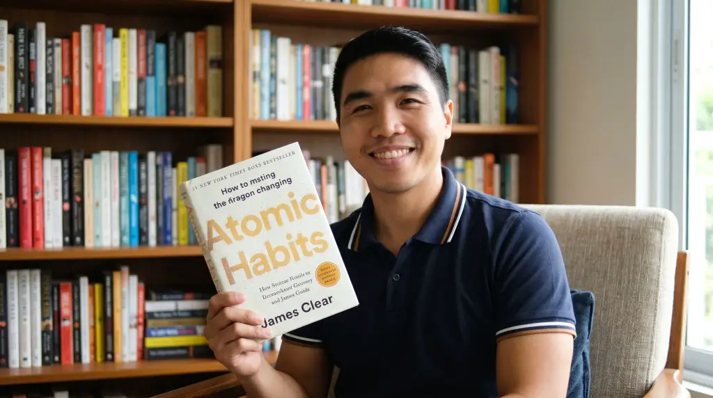 joshua infantado holding the book atomic habits