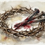 crown of thorns and nails water color art