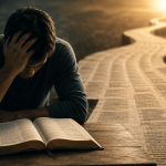 a person reading the bible but having difficulty