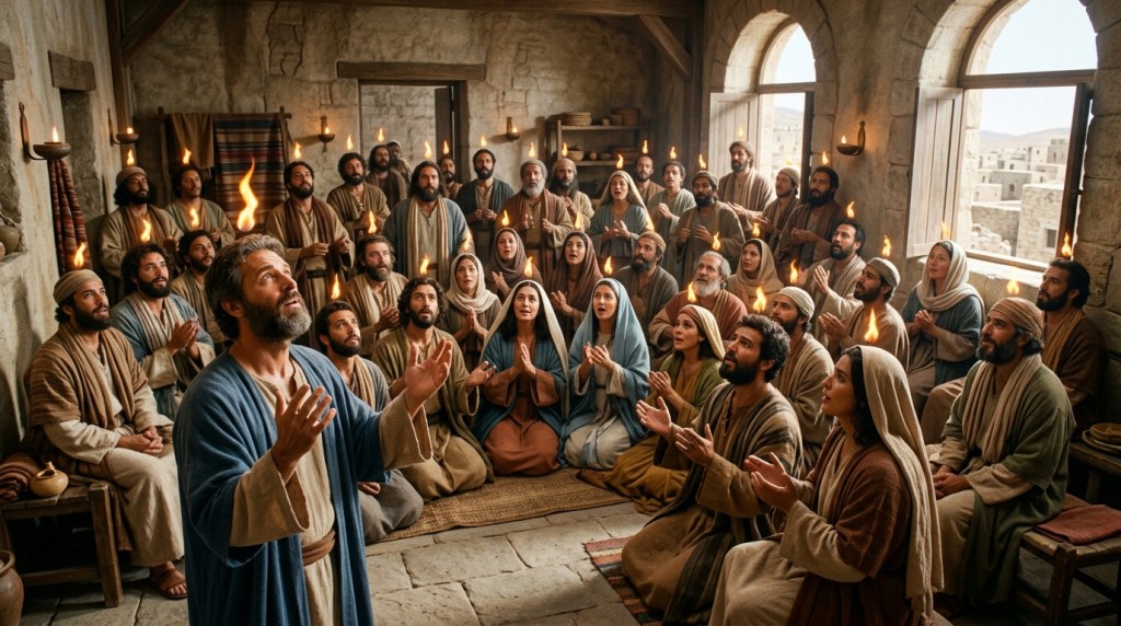 Day of pentecost people receiving the holy spirit