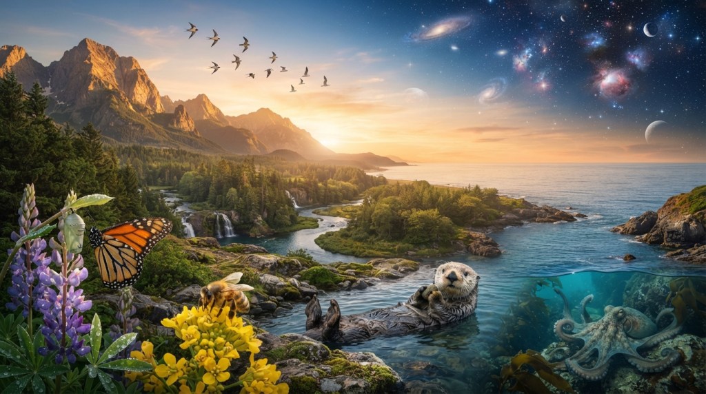 earth landscape with beauty and various creatures