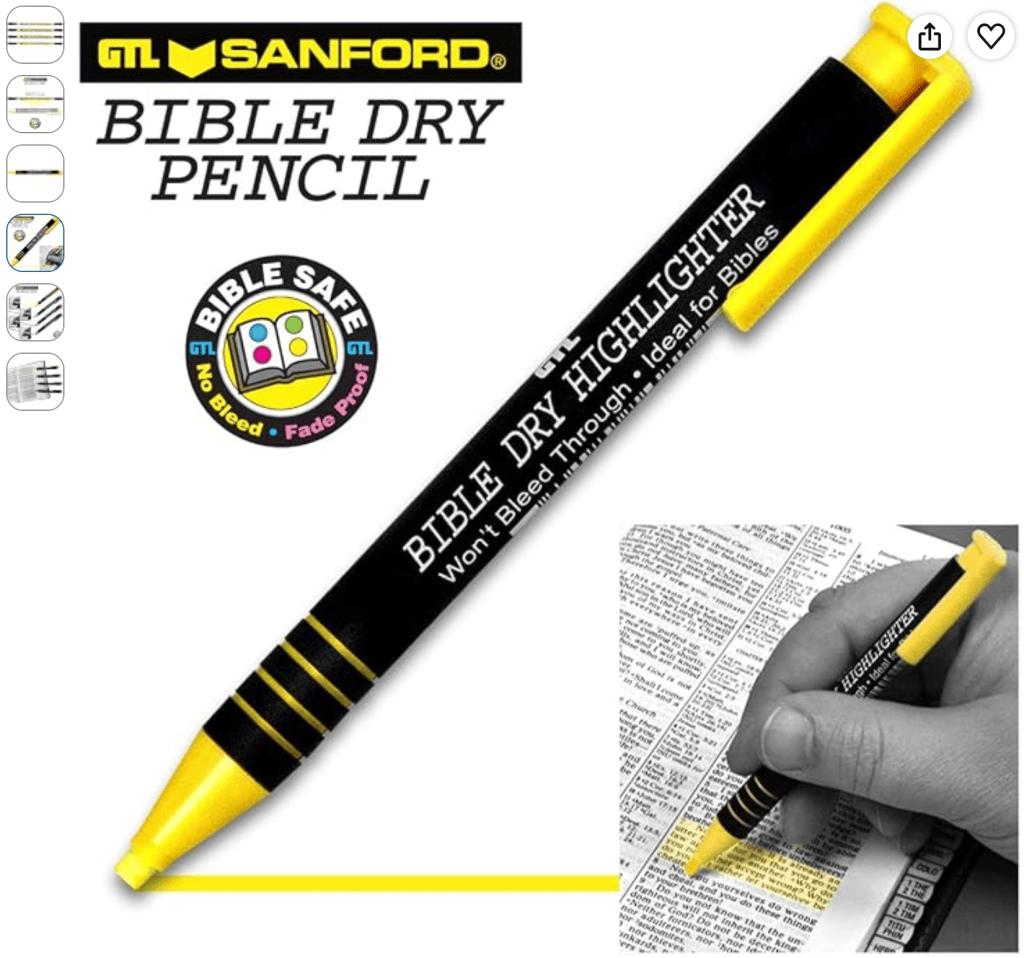 G.T. Luscombe Bible Dry Refill, Colorful Highlighter, No Bleed Through, Study, Journaling, Planner, Organizer, Supplies and Accessory, Pack of 4, Yellow featured image